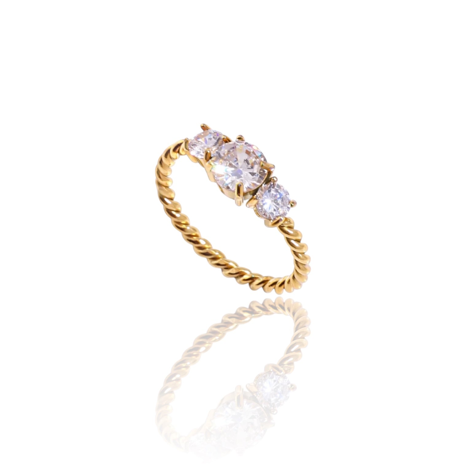 Anello TWISTED ROUND ZIRCON